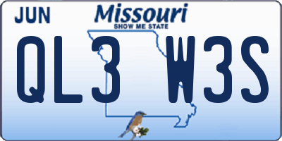MO license plate QL3W3S