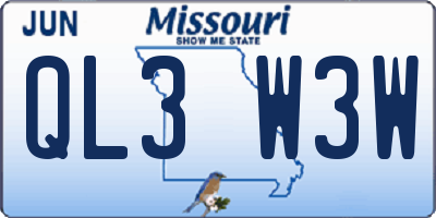 MO license plate QL3W3W
