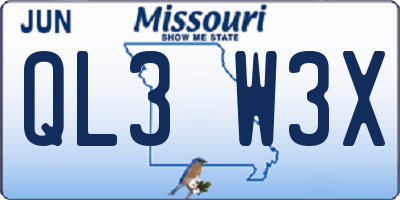 MO license plate QL3W3X