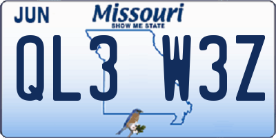 MO license plate QL3W3Z