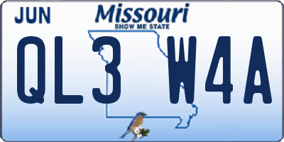 MO license plate QL3W4A