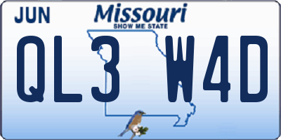 MO license plate QL3W4D