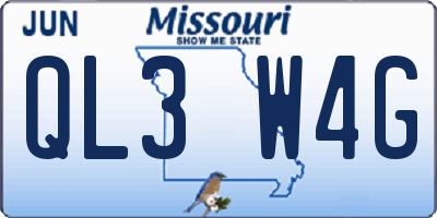 MO license plate QL3W4G