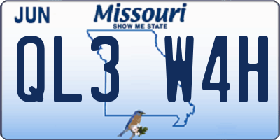 MO license plate QL3W4H