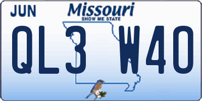 MO license plate QL3W4O