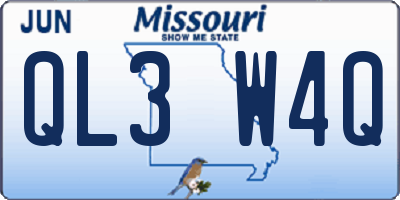 MO license plate QL3W4Q