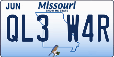MO license plate QL3W4R