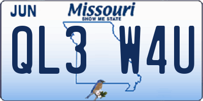 MO license plate QL3W4U