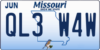 MO license plate QL3W4W