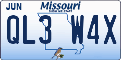 MO license plate QL3W4X