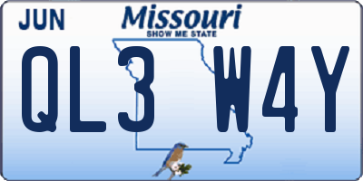 MO license plate QL3W4Y