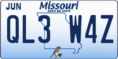 MO license plate QL3W4Z