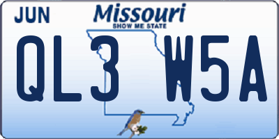 MO license plate QL3W5A