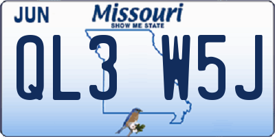 MO license plate QL3W5J