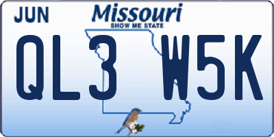 MO license plate QL3W5K