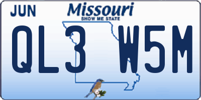 MO license plate QL3W5M