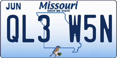 MO license plate QL3W5N