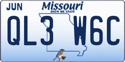 MO license plate QL3W6C