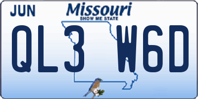 MO license plate QL3W6D