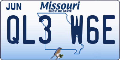 MO license plate QL3W6E