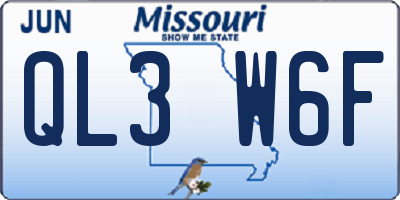 MO license plate QL3W6F