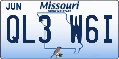 MO license plate QL3W6I