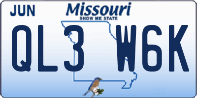 MO license plate QL3W6K