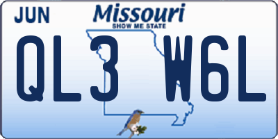 MO license plate QL3W6L