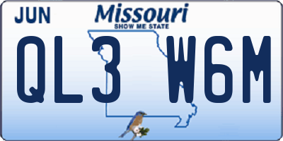MO license plate QL3W6M