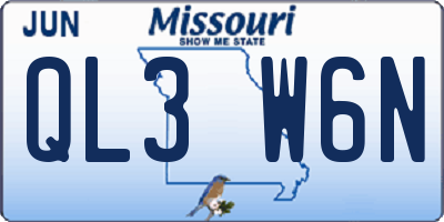 MO license plate QL3W6N