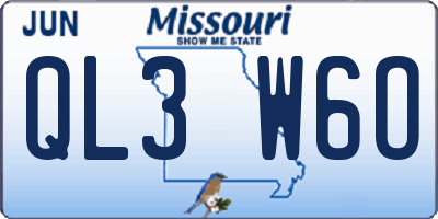 MO license plate QL3W6O