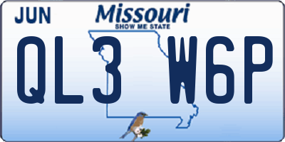 MO license plate QL3W6P
