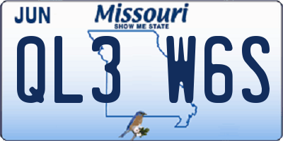 MO license plate QL3W6S