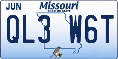 MO license plate QL3W6T
