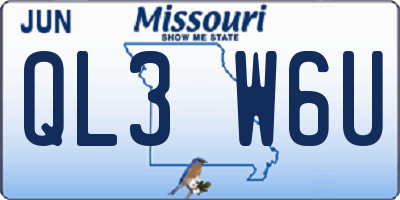 MO license plate QL3W6U
