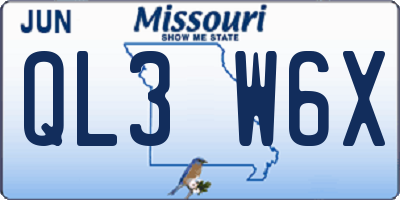 MO license plate QL3W6X