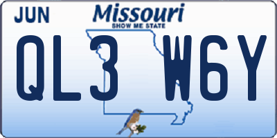 MO license plate QL3W6Y