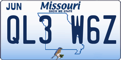 MO license plate QL3W6Z