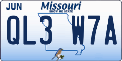 MO license plate QL3W7A