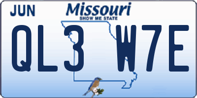 MO license plate QL3W7E