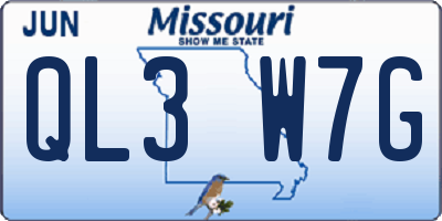 MO license plate QL3W7G