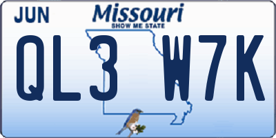 MO license plate QL3W7K