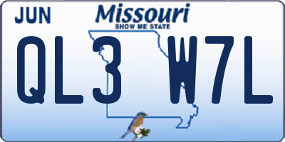 MO license plate QL3W7L