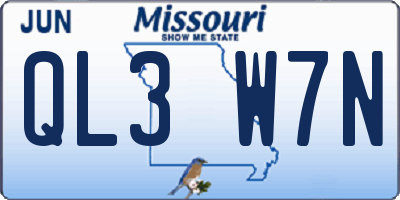 MO license plate QL3W7N