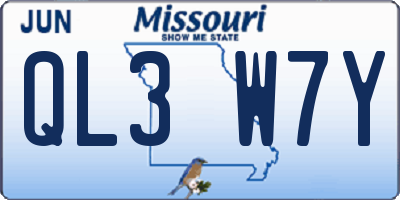 MO license plate QL3W7Y