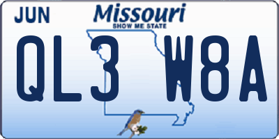 MO license plate QL3W8A