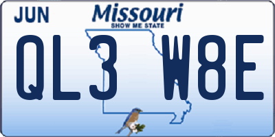 MO license plate QL3W8E