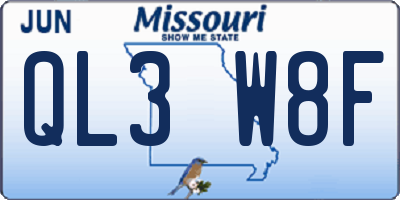 MO license plate QL3W8F