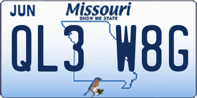 MO license plate QL3W8G
