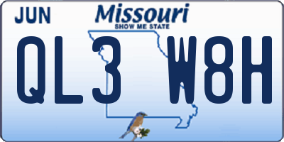 MO license plate QL3W8H
